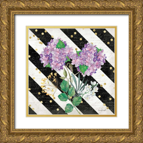 BW Floral III Gold Ornate Wood Framed Art Print with Double Matting by Pugh, Jennifer