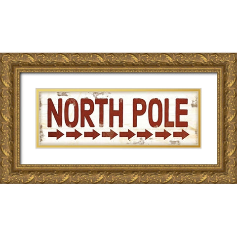 North Pole Christmas Gold Ornate Wood Framed Art Print with Double Matting by Pugh, Jennifer