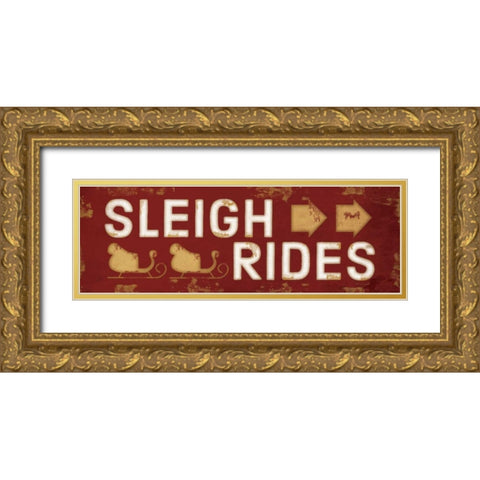 Sleigh Rides Christmas Gold Ornate Wood Framed Art Print with Double Matting by Pugh, Jennifer