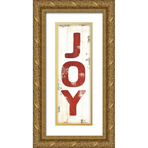 Joy Christmas Gold Ornate Wood Framed Art Print with Double Matting by Pugh, Jennifer