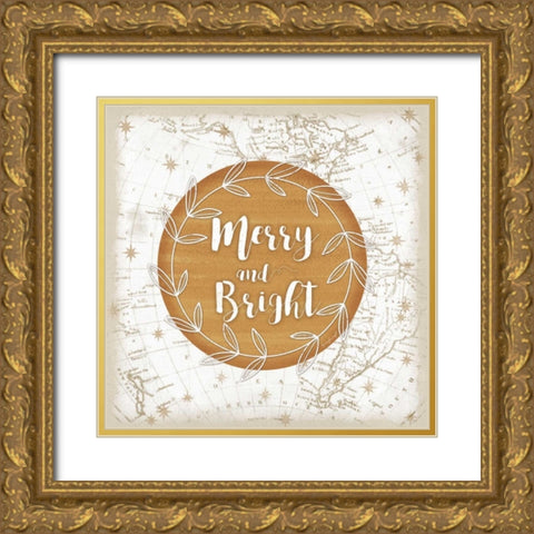 Merry and Bright Gold Ornate Wood Framed Art Print with Double Matting by Pugh, Jennifer