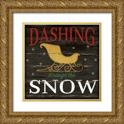 Dashing Through the Snow Gold Ornate Wood Framed Art Print with Double Matting by Pugh, Jennifer