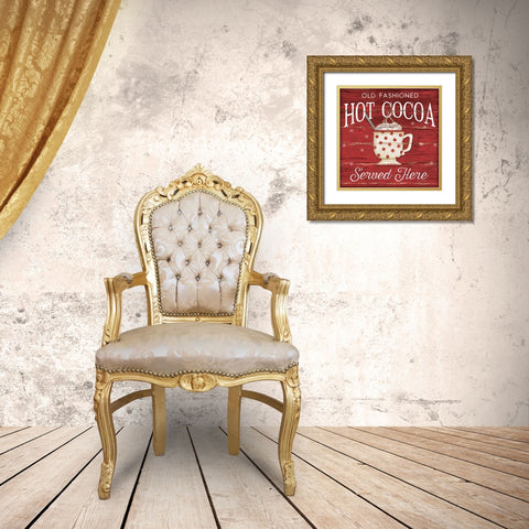 Hot Cocoa Served Here Gold Ornate Wood Framed Art Print with Double Matting by Pugh, Jennifer