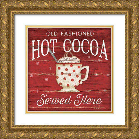 Hot Cocoa Served Here Gold Ornate Wood Framed Art Print with Double Matting by Pugh, Jennifer