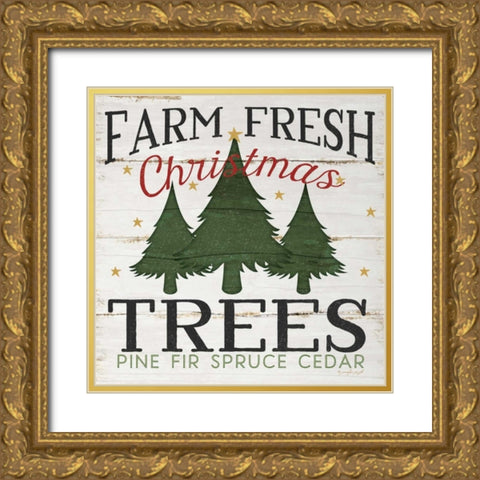 Farm Fresh Christmas Trees Gold Ornate Wood Framed Art Print with Double Matting by Pugh, Jennifer