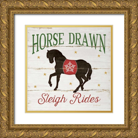 Horse Drawn Sleigh Rides Gold Ornate Wood Framed Art Print with Double Matting by Pugh, Jennifer