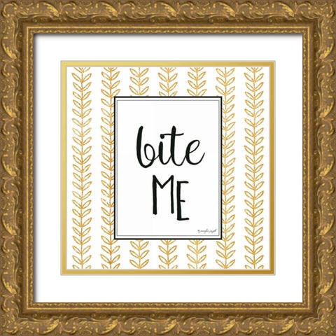 Bite Me Gold Ornate Wood Framed Art Print with Double Matting by Pugh, Jennifer