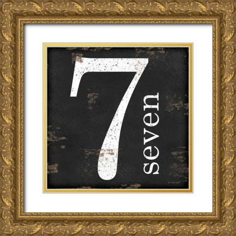 Farmhouse Seven 7 Gold Ornate Wood Framed Art Print with Double Matting by Pugh, Jennifer