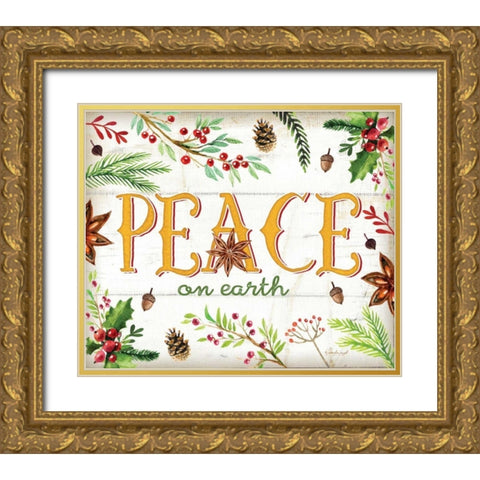 Peace Gold Ornate Wood Framed Art Print with Double Matting by Pugh, Jennifer