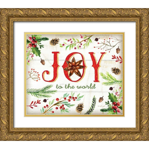 Joy Gold Ornate Wood Framed Art Print with Double Matting by Pugh, Jennifer