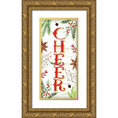 Cheer Gold Ornate Wood Framed Art Print with Double Matting by Pugh, Jennifer