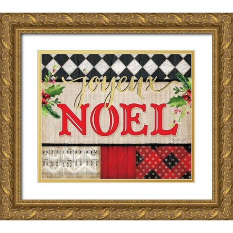 Joyeux Noel Gold Ornate Wood Framed Art Print with Double Matting by Pugh, Jennifer