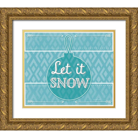 Let It Snow Gold Ornate Wood Framed Art Print with Double Matting by Pugh, Jennifer