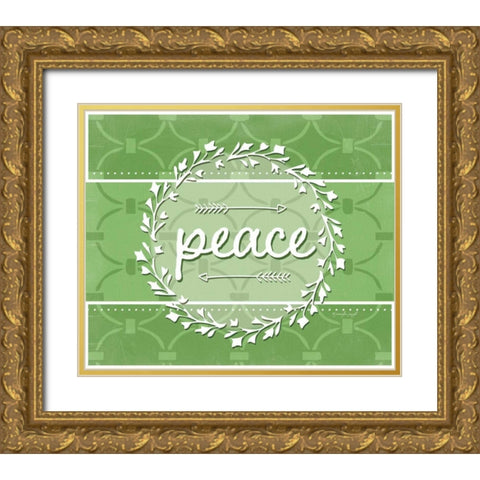 Peace Gold Ornate Wood Framed Art Print with Double Matting by Pugh, Jennifer