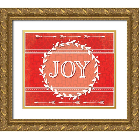 Joy Gold Ornate Wood Framed Art Print with Double Matting by Pugh, Jennifer