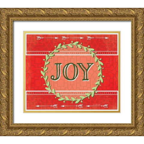 Joy Gold Ornate Wood Framed Art Print with Double Matting by Pugh, Jennifer