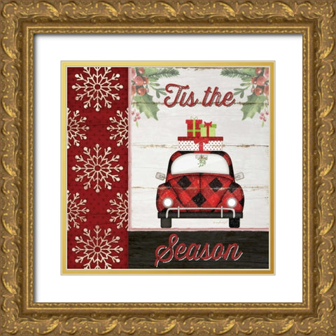 Tis the Season Gold Ornate Wood Framed Art Print with Double Matting by Pugh, Jennifer