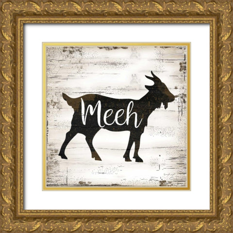 Farmhouse Goat Gold Ornate Wood Framed Art Print with Double Matting by Pugh, Jennifer