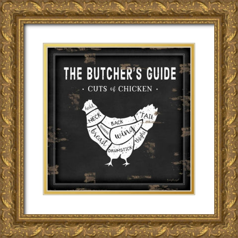 Butchers Guide Chicken Gold Ornate Wood Framed Art Print with Double Matting by Pugh, Jennifer