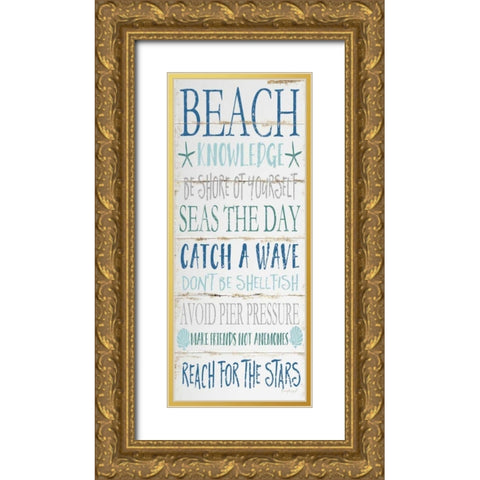 Beach Knowledge Gold Ornate Wood Framed Art Print with Double Matting by Pugh, Jennifer