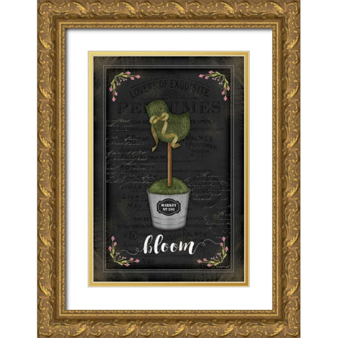 Topiary Chick Gold Ornate Wood Framed Art Print with Double Matting by Pugh, Jennifer