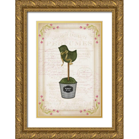 Topiary Chick Gold Ornate Wood Framed Art Print with Double Matting by Pugh, Jennifer