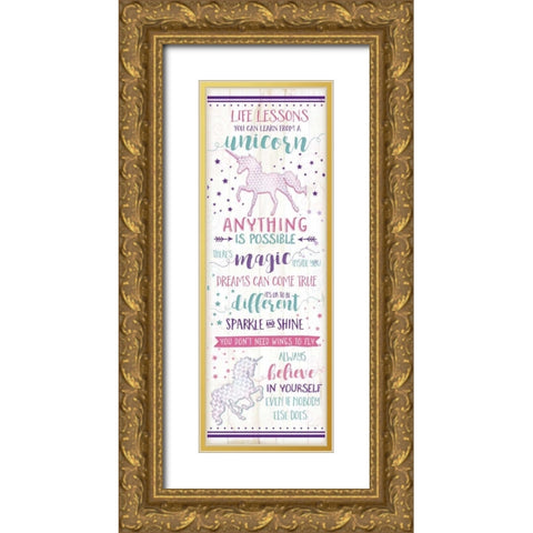 Life Lessons from a Unicorn Gold Ornate Wood Framed Art Print with Double Matting by Pugh, Jennifer