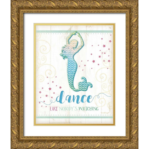 Dance Mermaid Gold Ornate Wood Framed Art Print with Double Matting by Pugh, Jennifer