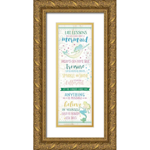 Life Lessons from a Mermaid Gold Ornate Wood Framed Art Print with Double Matting by Pugh, Jennifer