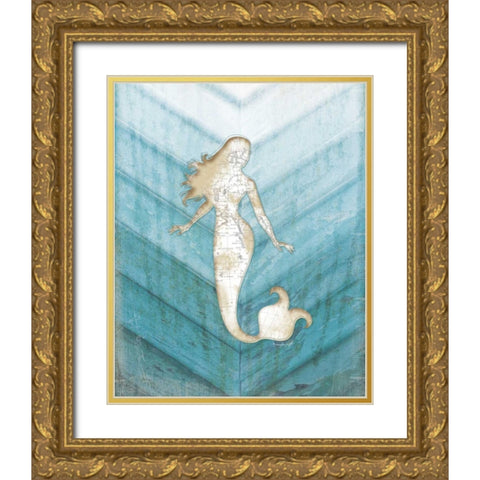 Coastal Mermaid III Gold Ornate Wood Framed Art Print with Double Matting by Pugh, Jennifer