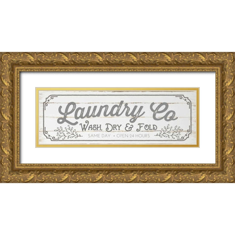 Laundry Co - Gray Gold Ornate Wood Framed Art Print with Double Matting by Pugh, Jennifer