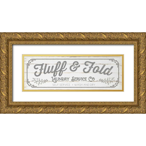 Fluff and Fold - Gray Gold Ornate Wood Framed Art Print with Double Matting by Pugh, Jennifer