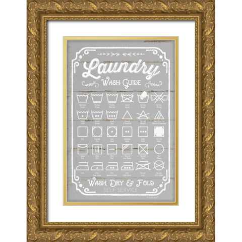 Laundry Wash Guide Gold Ornate Wood Framed Art Print with Double Matting by Pugh, Jennifer