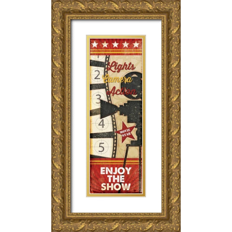 Lights, Camera, Action Gold Ornate Wood Framed Art Print with Double Matting by Pugh, Jennifer