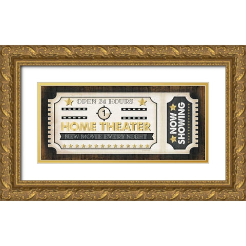 Movie Ticket II Gold Ornate Wood Framed Art Print with Double Matting by Pugh, Jennifer