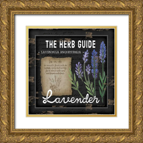 Herb Guide Lavender Gold Ornate Wood Framed Art Print with Double Matting by Pugh, Jennifer