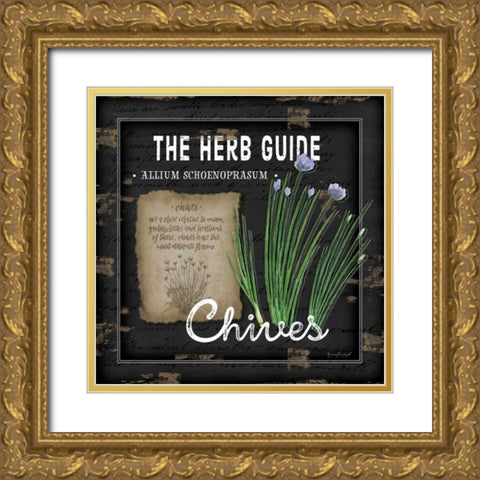 Herb Guide Chives Gold Ornate Wood Framed Art Print with Double Matting by Pugh, Jennifer
