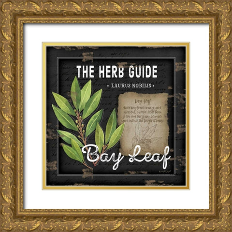 Herb Guide Bay Leaf Gold Ornate Wood Framed Art Print with Double Matting by Pugh, Jennifer