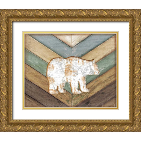 Lodge Bear Gold Ornate Wood Framed Art Print with Double Matting by Pugh, Jennifer