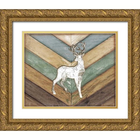 Lodge Deer Gold Ornate Wood Framed Art Print with Double Matting by Pugh, Jennifer