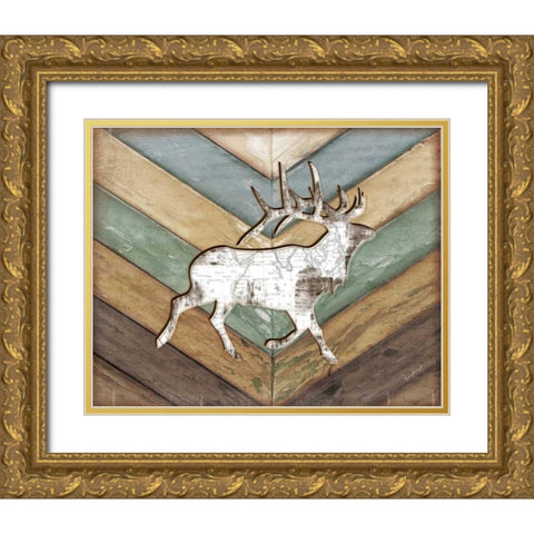 Lodge Elk Gold Ornate Wood Framed Art Print with Double Matting by Pugh, Jennifer