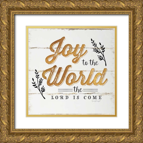 Joy to the World Gold Ornate Wood Framed Art Print with Double Matting by Pugh, Jennifer