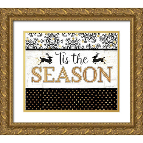 Tis the Season Gold Ornate Wood Framed Art Print with Double Matting by Pugh, Jennifer