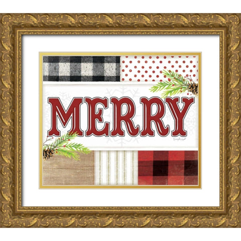 Merry Plaid Gold Ornate Wood Framed Art Print with Double Matting by Pugh, Jennifer