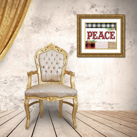 Peace Plaid Gold Ornate Wood Framed Art Print with Double Matting by Pugh, Jennifer