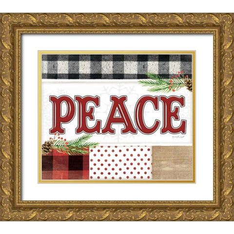 Peace Plaid Gold Ornate Wood Framed Art Print with Double Matting by Pugh, Jennifer