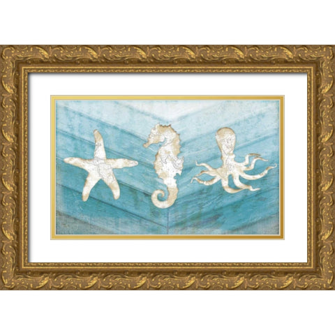 Coastal Gold Ornate Wood Framed Art Print with Double Matting by Pugh, Jennifer