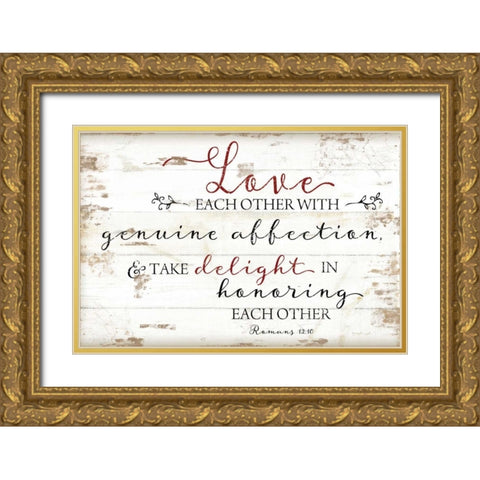 Romans 12:10 Gold Ornate Wood Framed Art Print with Double Matting by Pugh, Jennifer