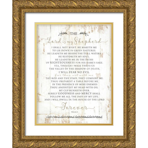 Psalm 23 Gold Ornate Wood Framed Art Print with Double Matting by Pugh, Jennifer