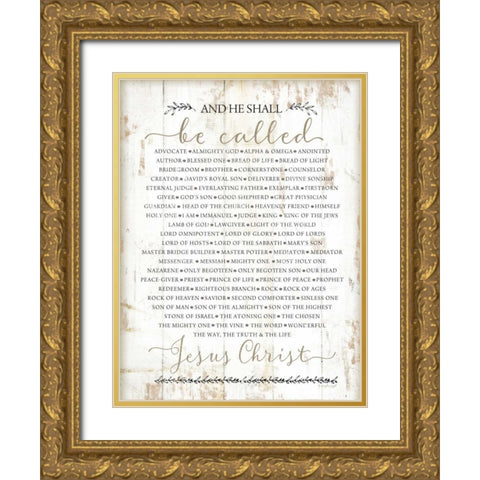 Names of Christ Gold Ornate Wood Framed Art Print with Double Matting by Pugh, Jennifer